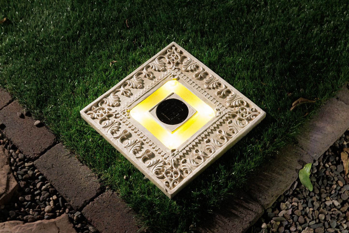 Set of 3 Solar Power Square Garden Stepping Stones