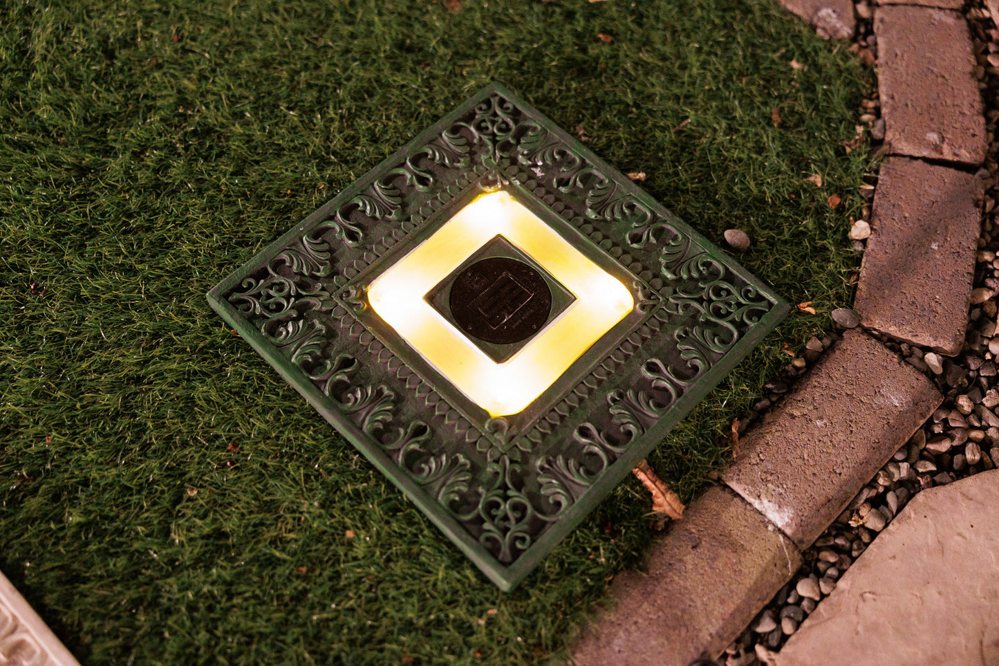 Set of 3 Solar Power Square Garden Stepping Stones