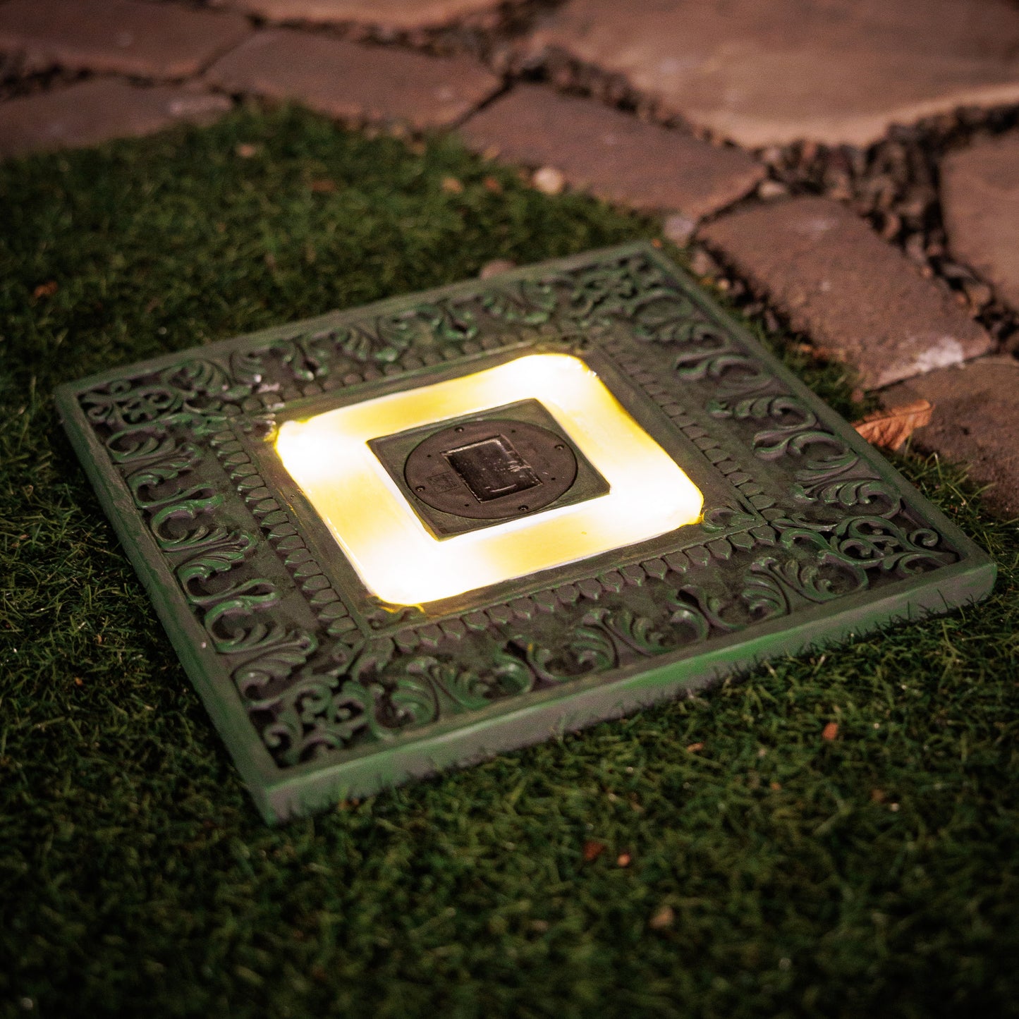 Set of 3 Solar Power Square Garden Stepping Stones