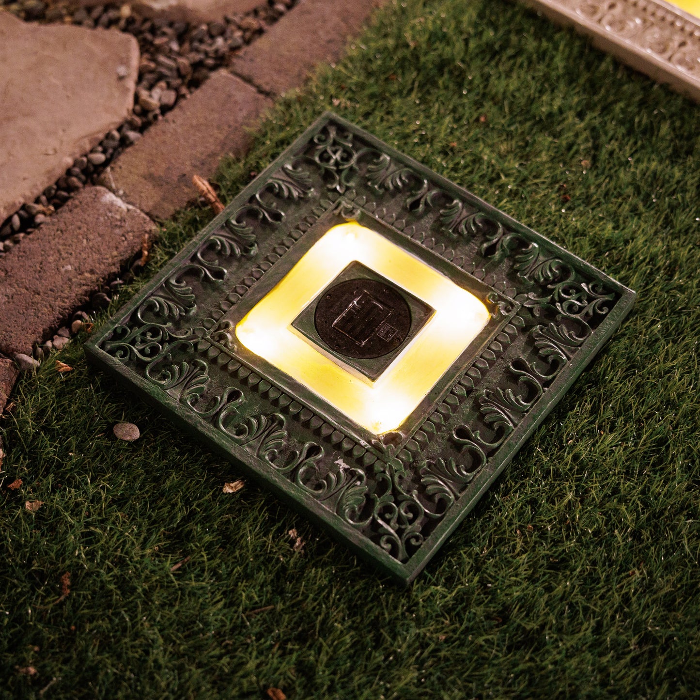 Set of 3 Solar Power Square Garden Stepping Stones