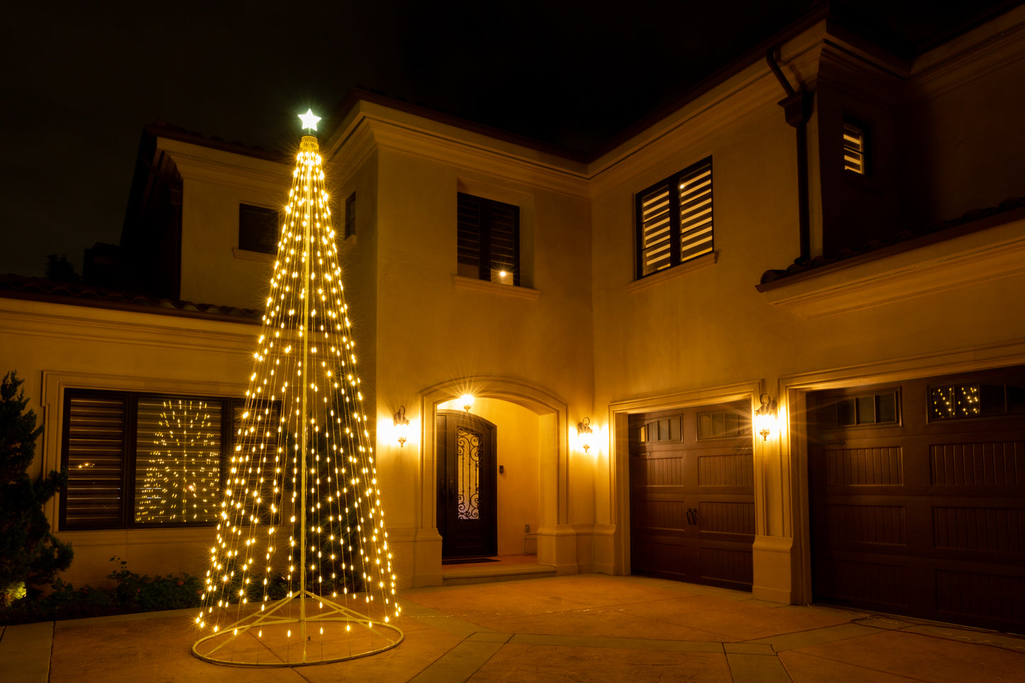 LED Holiday Decor - Outdoor Multi-Color or Warm White Light Strand Tree with Collapsible Base and Wireless Remote
