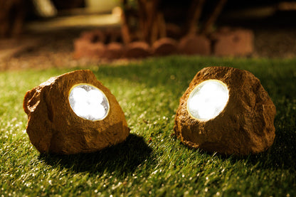 Set of 3 Solar Power Jumbo Rock Spot Lights