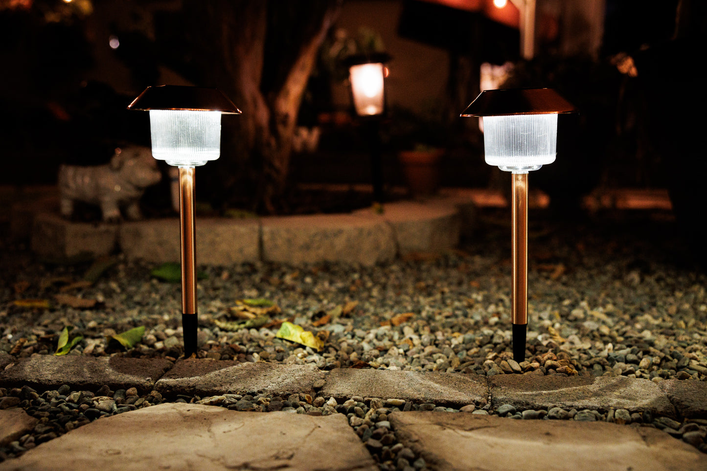 Set of 12 Solar Power Belmont Path Copper Finished Lights 33867/12