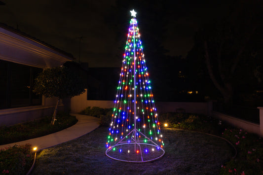 LED Holiday Decor - Outdoor Multi-Color or Warm White Light Strand Tree with Collapsible Base and Wireless Remote